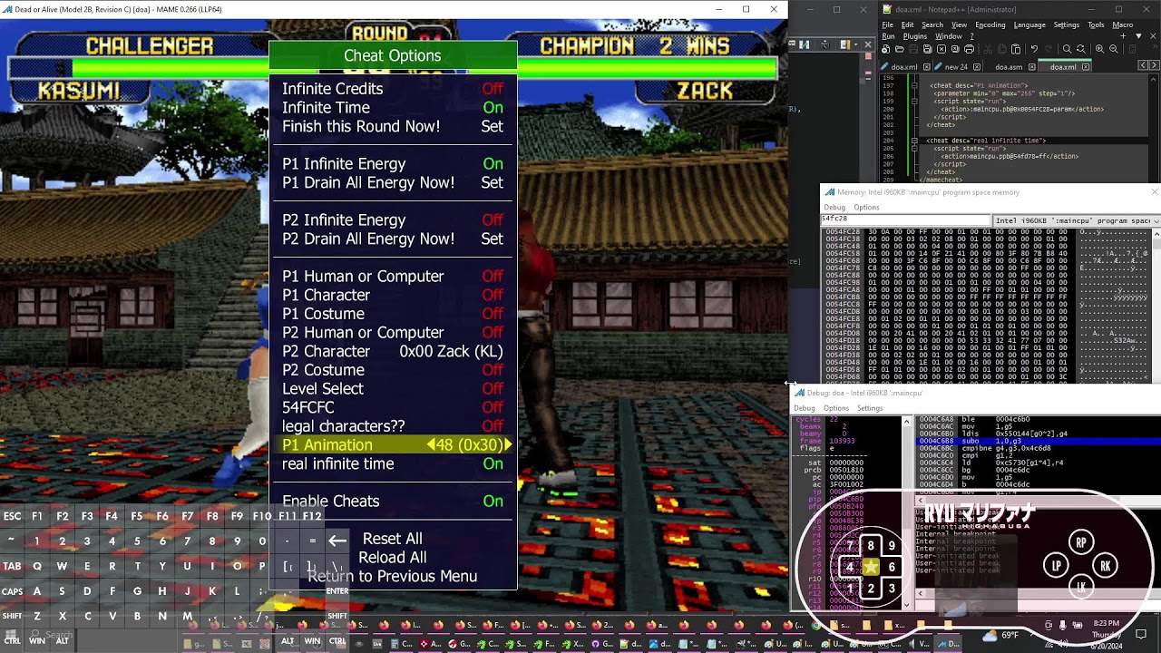 DOA1 Animations P1-Side 0x54fc28