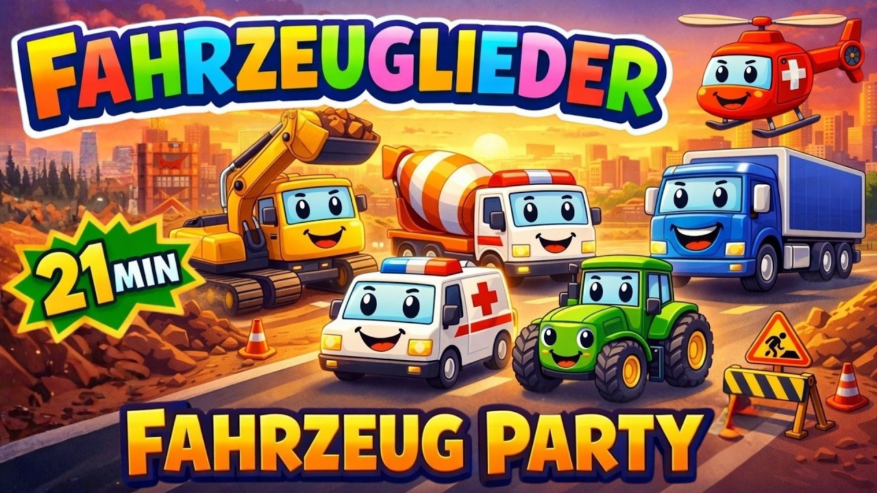 Fahrzeuglieder für Kinder 🚧 Bagger, Feuerwehr & Rettungsfahrzeuge 🚒 20 Minuten Kinderlieder