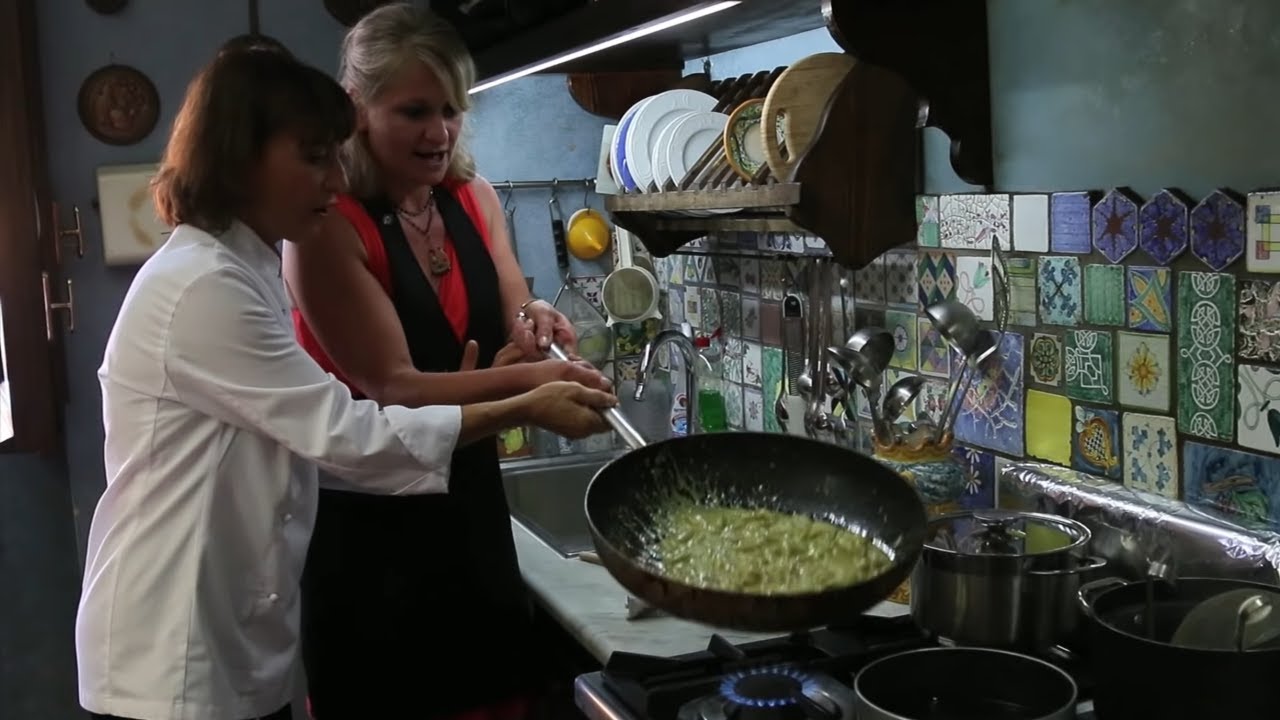 Recipes from a kitchen in Sicily: Arancini and pasta with pistachio