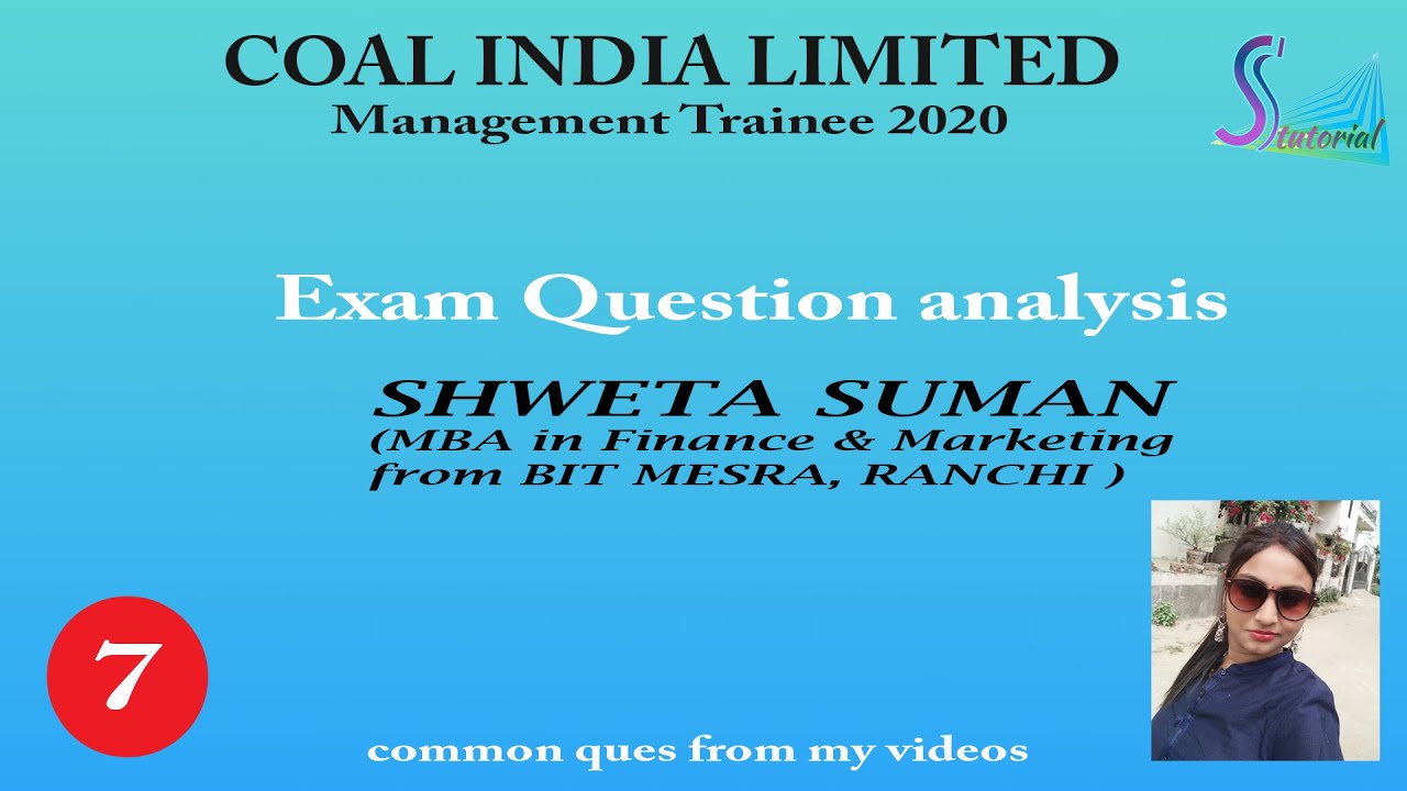 coal indian management trainee exm 2020 3rd shift.. sales and marketing domain