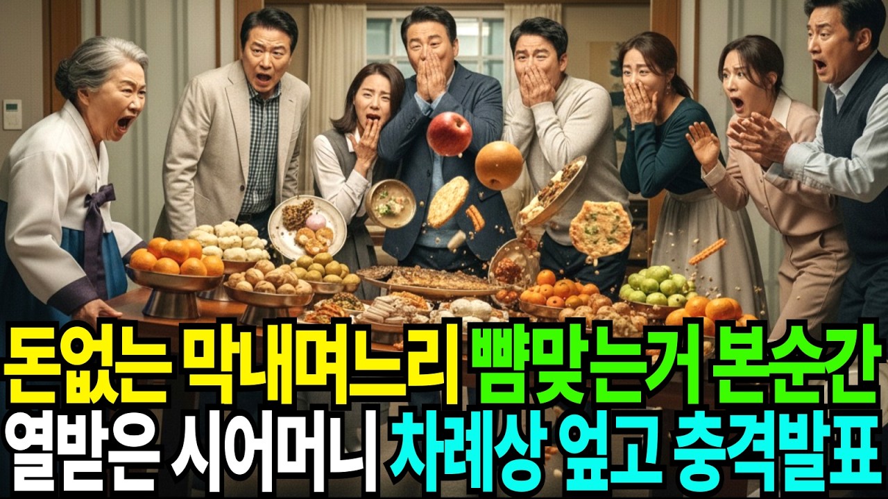 명절에 돈없는 막내며느리만 부려먹는 시댁식구들, 열받은 시어머니! 차례상 엎고 충격발표