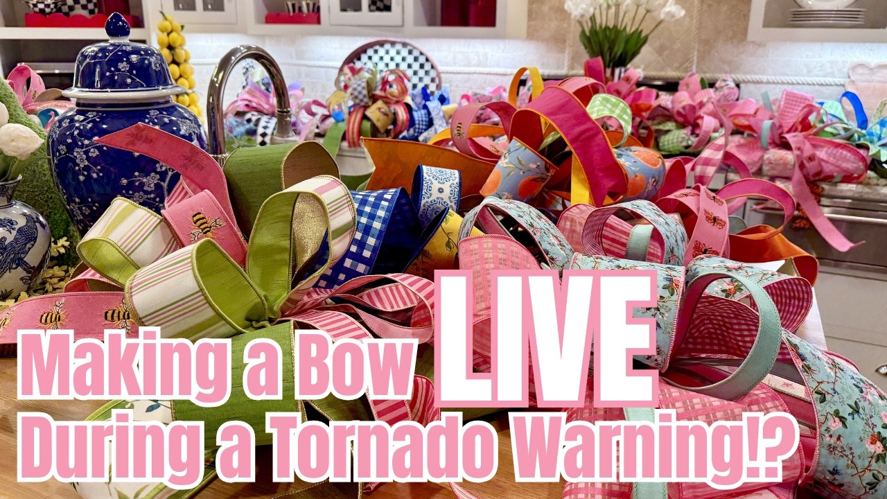 I'm making Bows in the Kitchen....while the Tornado Sirens Are Blaring!