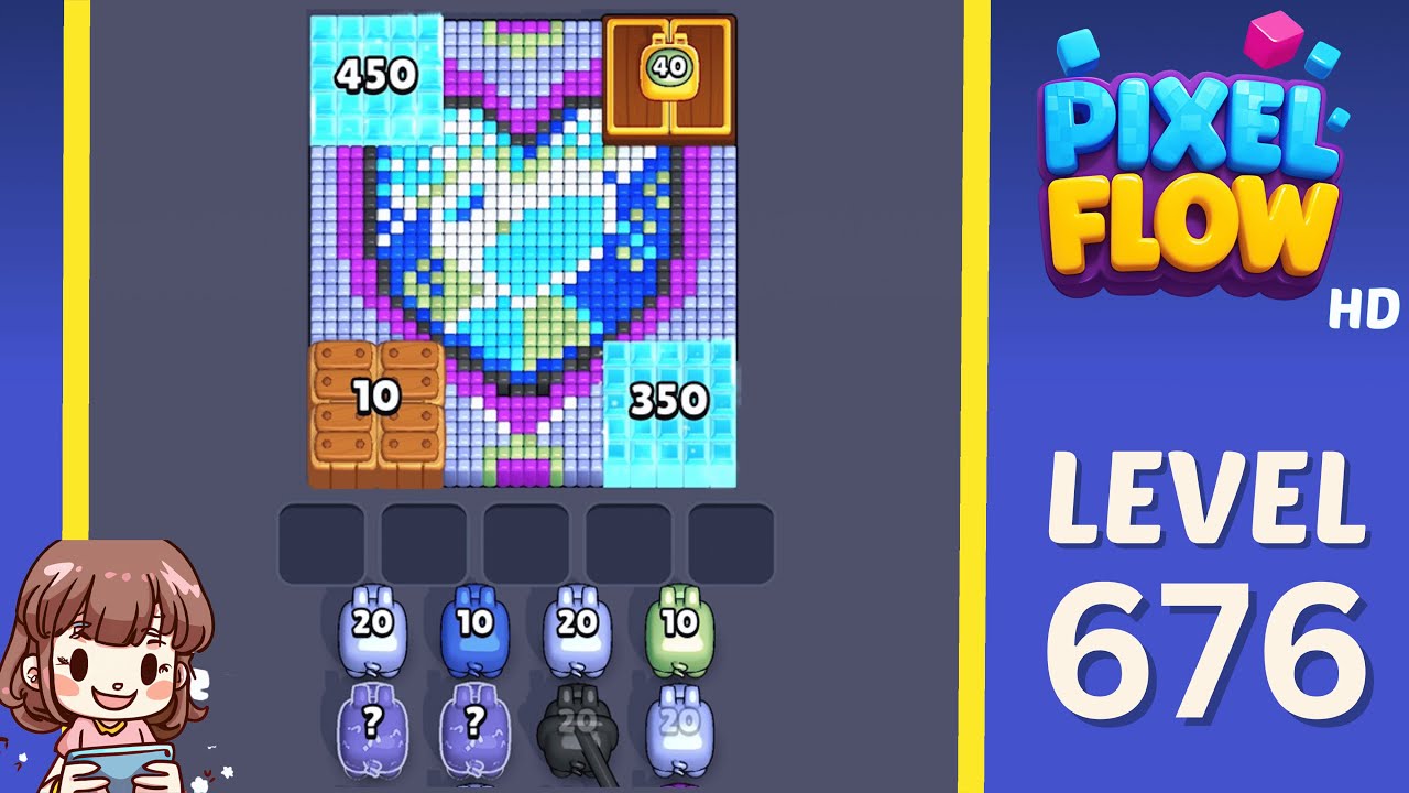 Pixel Flow Level 676 Solution Walkthrough