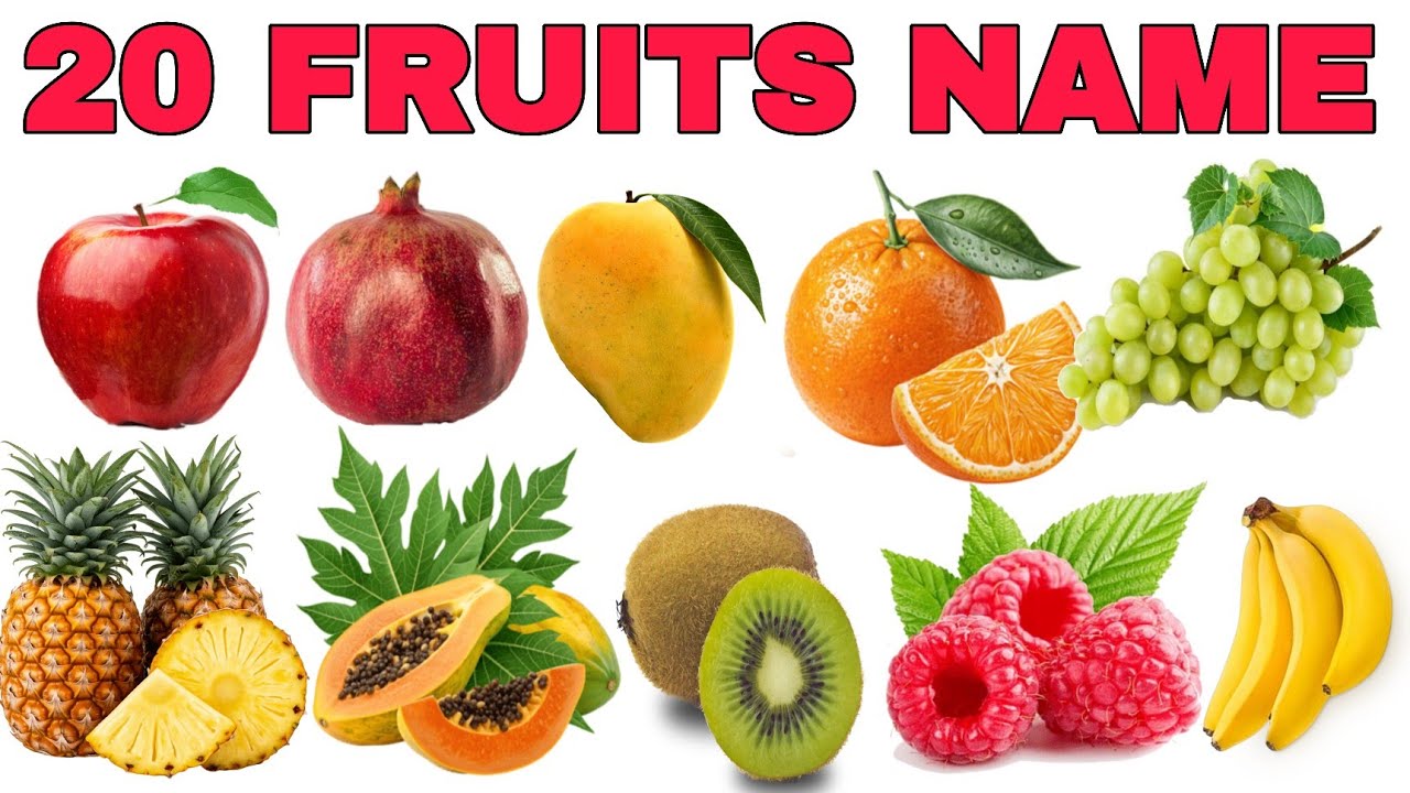 20 Fruits Name | फलों के नाम | Hindi English Fruits | Kids Learning Video