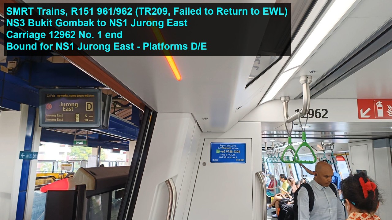 [Failed to return to EWL] SMRT Trains - Joyride on ALS R151 961/962 from NS3 BGB → NS1 JUR [D/E]