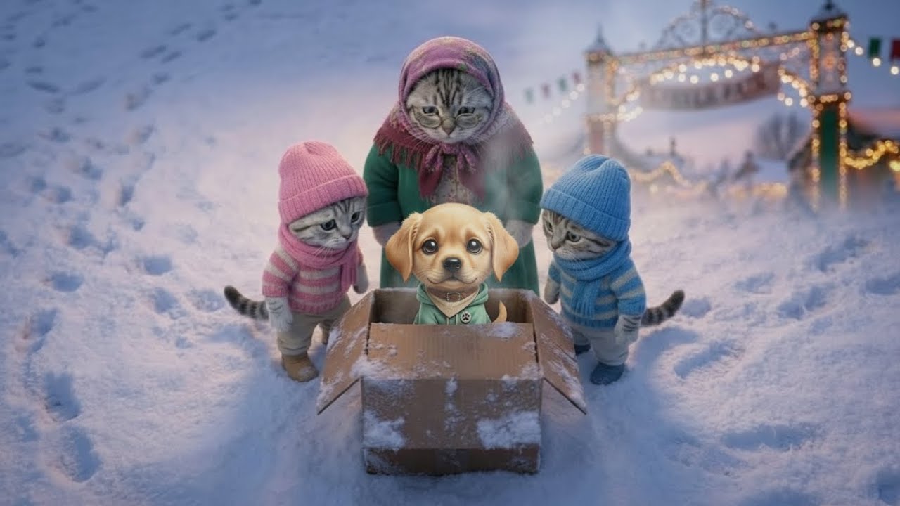 Frozen Puppy Saved by Cat Family! Heartwarming Winter Rescue Goes Viral