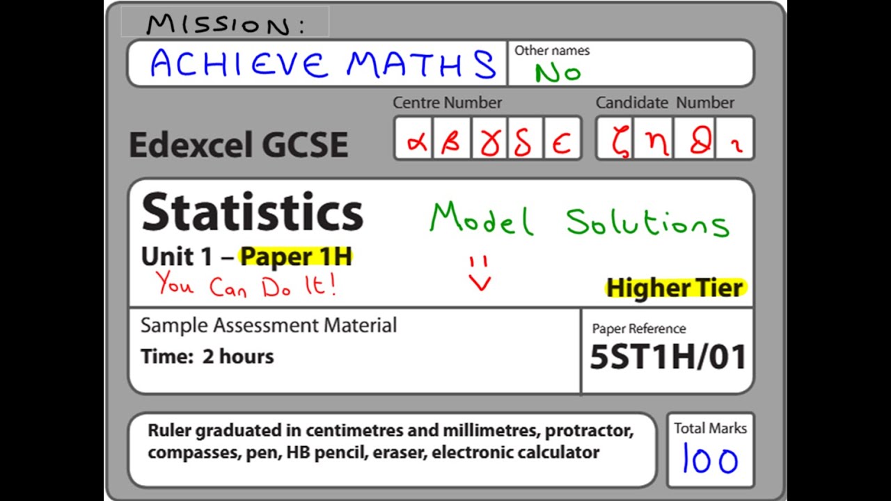 GCSE Statistics Edexcel Sample Exam Paper (complete paper)