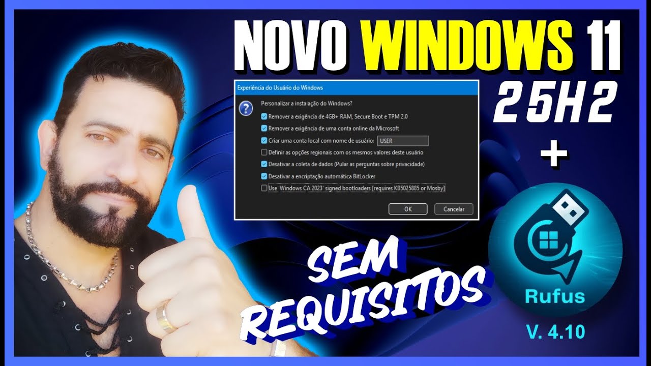 COMO BAIXAR E INSTALAR O WINDOWS 11 25H2 COM O NOVO RUFUS - INSTALAÇÃO LIMPA E SEM REQUISITOS!