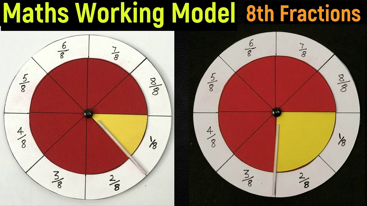 maths working model - maths working model on fractions - eighth fractions - maths tlm model