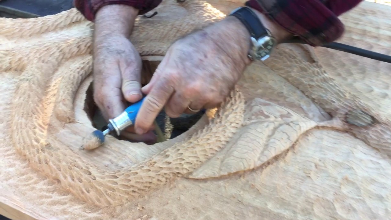 Power Carving Fairy House Door Video17: More Dremel Wood Carving Texture-BillyDillardArt