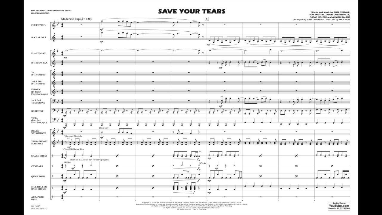 Save Your Tears arranged by Matt Conaway