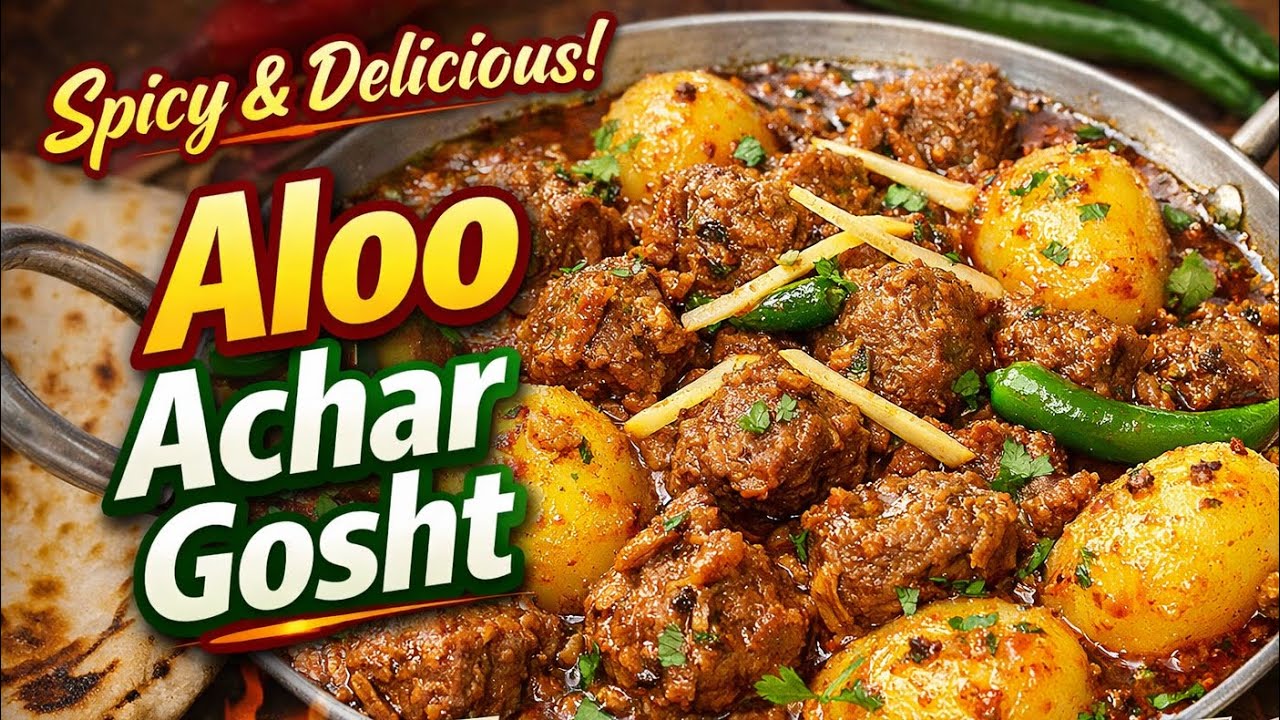 Aloo Achar Gosht Recipe | Spicy Pakistani Achar Gosht with Potatoes | Full Cooking Video