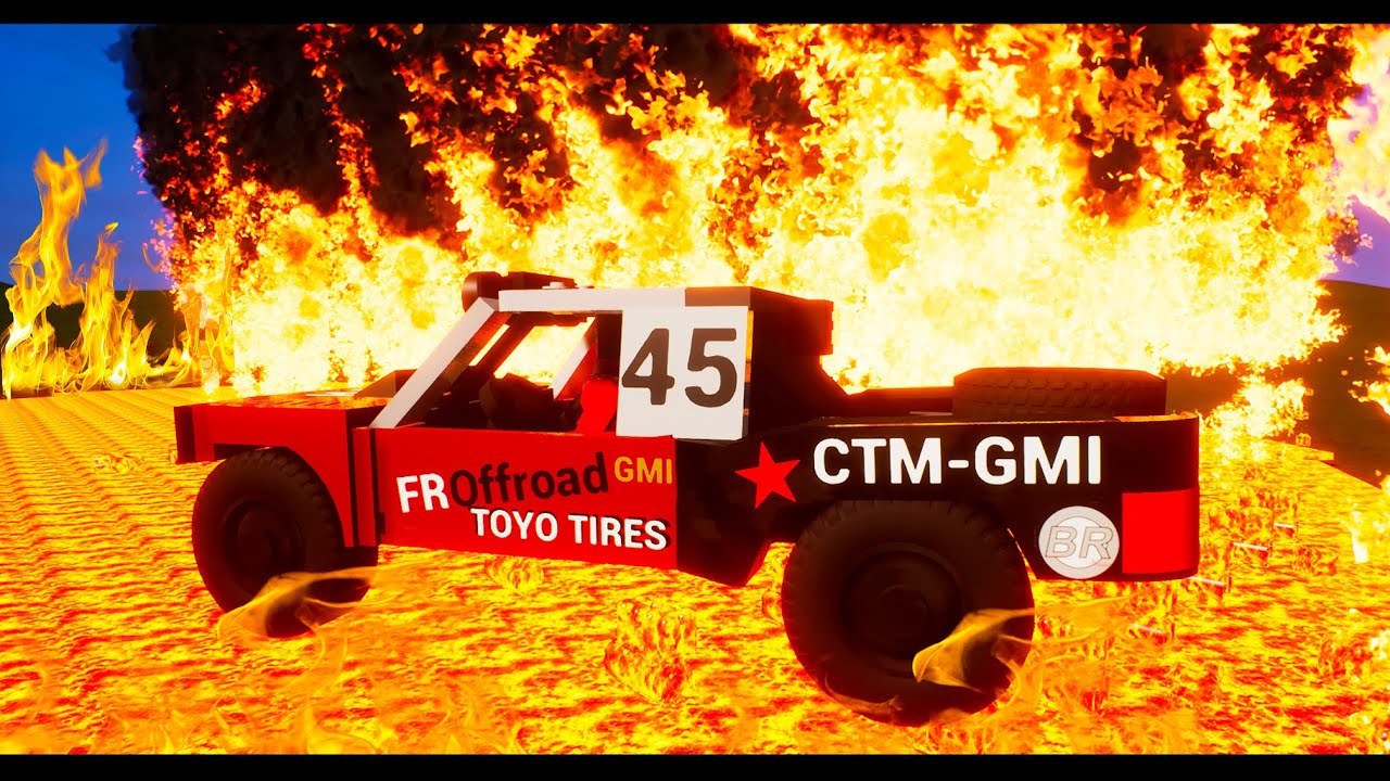 Extreme Lego Cars Jump over a Giant LAVA PIT! - Lego Toy Destruction in Brick Rigs