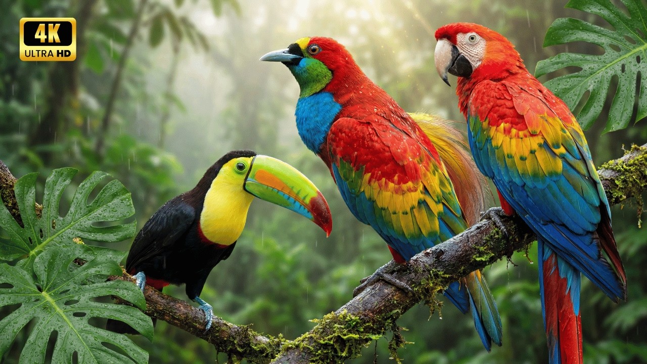 Rainforest Birds After Rain 🌧️🐦  Calm Jungle Ambience No Music  4K Ultra HD