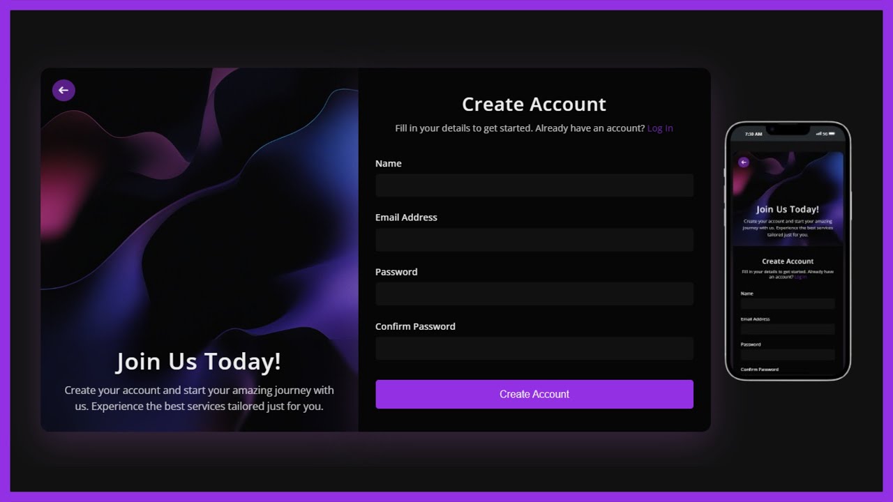 Animated Login & Signup Form Tutorial 2025: Using HTML, CSS, JavaScript | Responsive Design