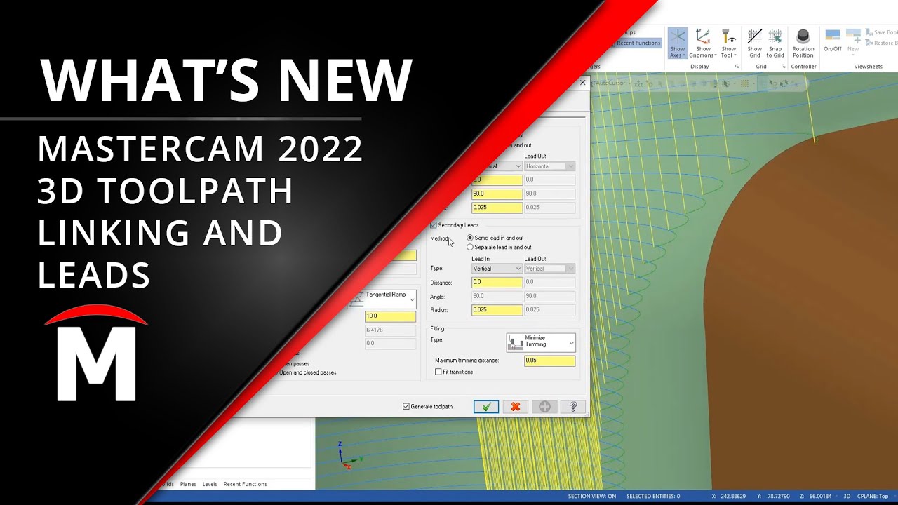 What's New in Mastercam 2022 - 3D Toolpath Linking and Leads