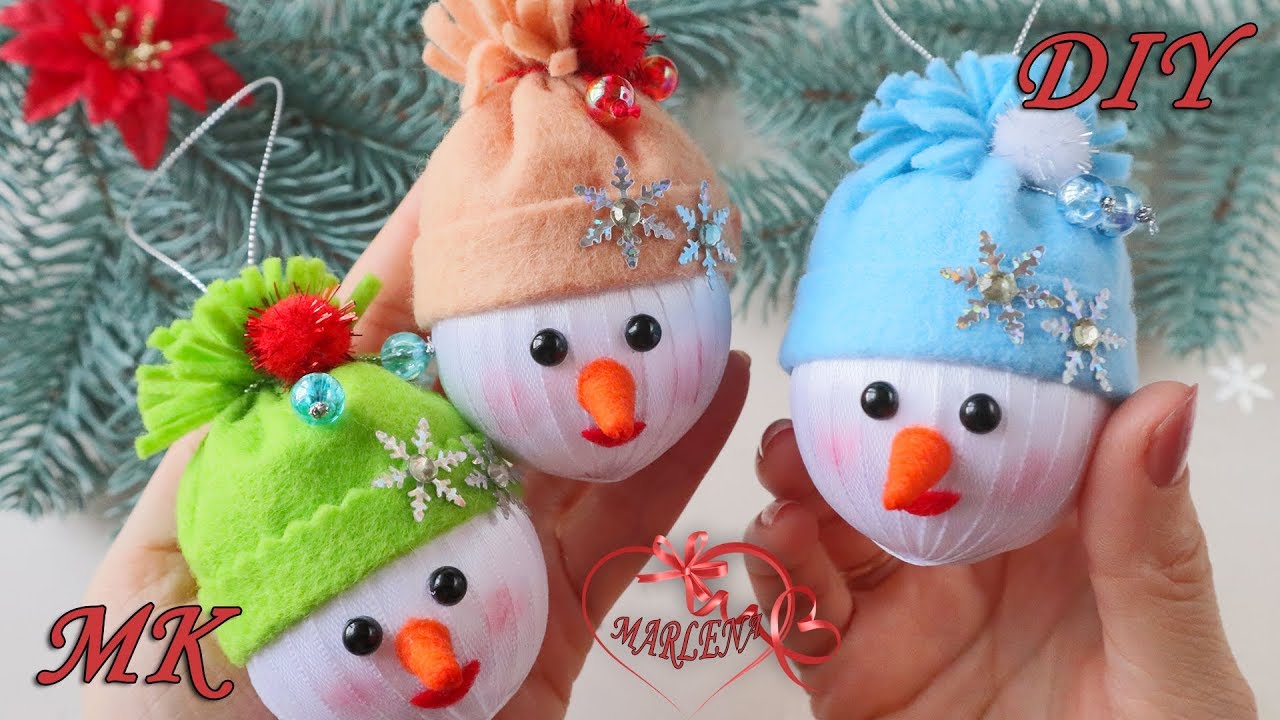 ⛄ СНЕГОВИКИ из ЛЕНТ ⛄ Игрушка на ёлку/DIY Snowman
