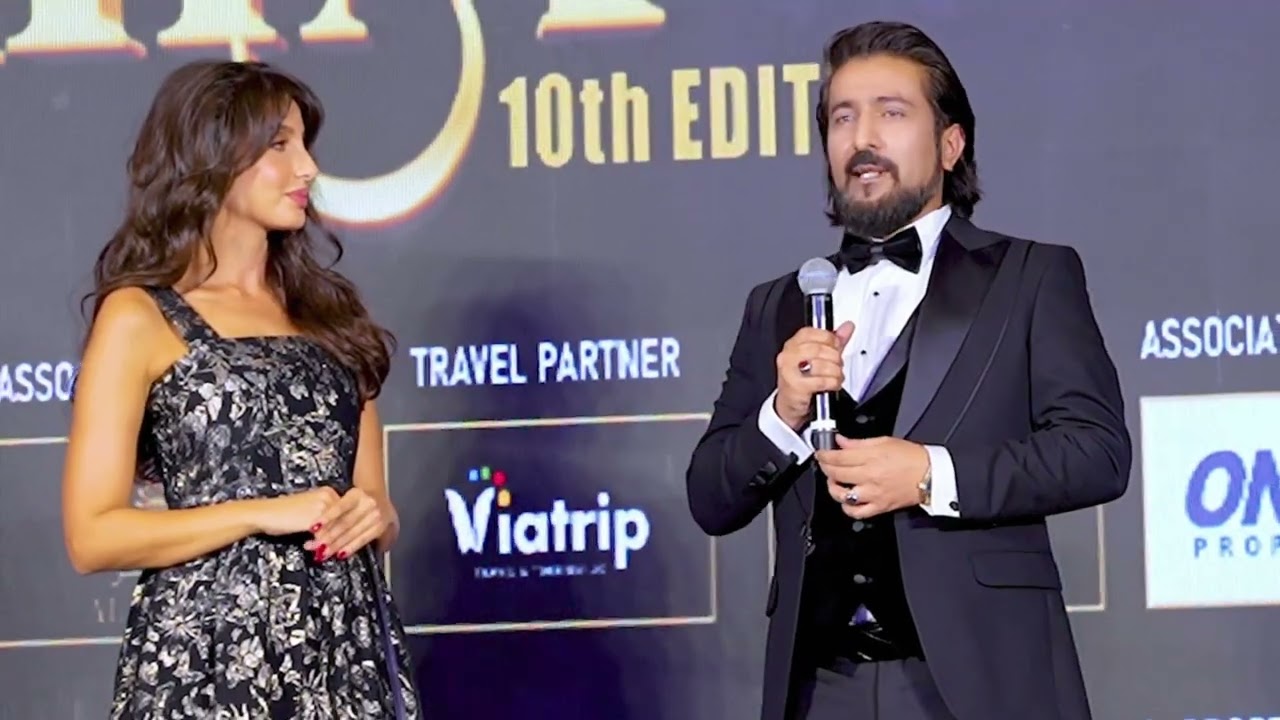 Nora Fatehi honored with International Star Award by Shakeel Ahmad Meer at IIIA Dubai