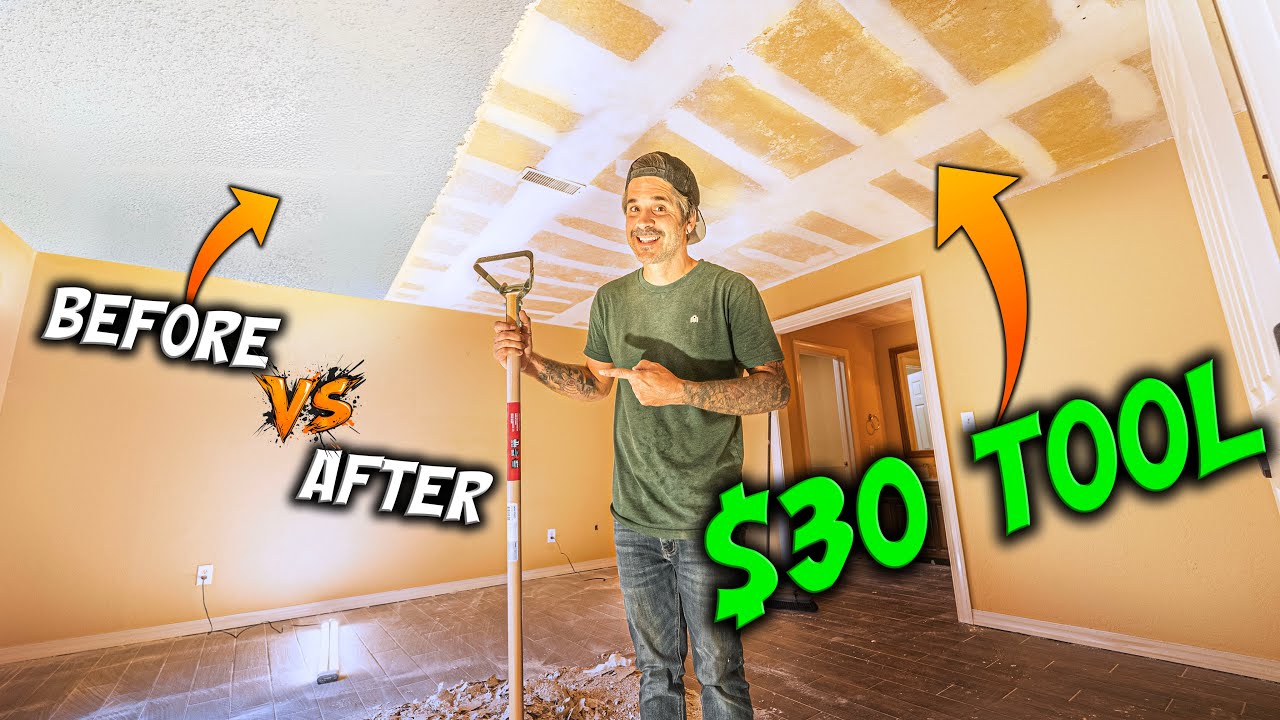 Scrape POPCORN Ceilings in MINTUES with this $30 GARDEN TOOL!