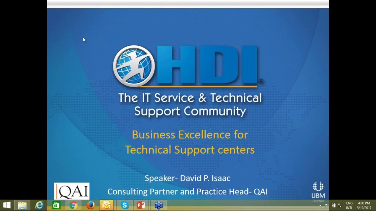 Business Excellence for Technical support centers by David