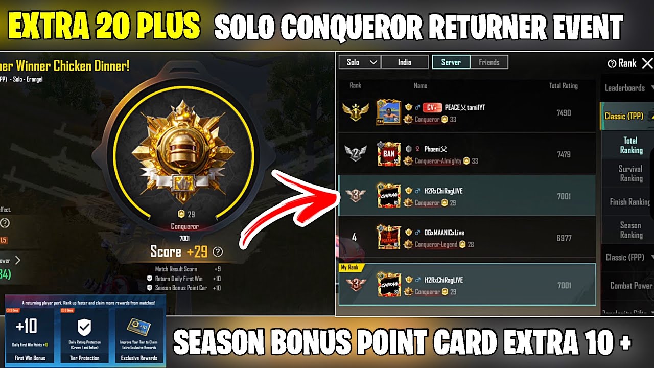 7 DAYS BGMI ID OFFLINE FOR EXTRA PLUS🔥 SOLO CONQUEROR PATH OF GLORY 30 STAR REWARD