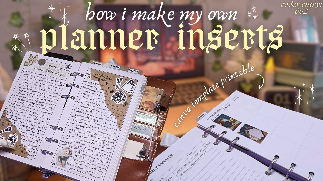 diy aesthetic personal planner inserts: how to print & design ✩ canva template link ✦ cozy desk vlog