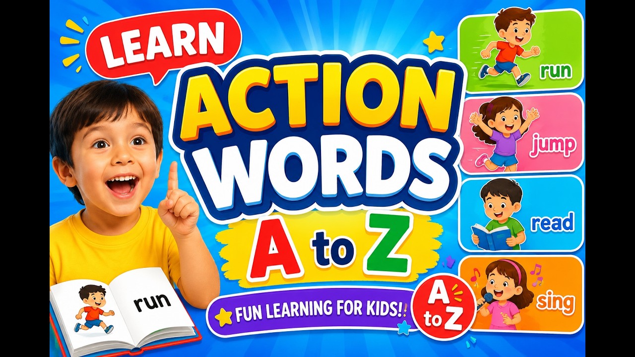 Learn Action Words A to Z |  Fun Learning for Kids #ActionWordsAZ #educationalvideo #kidslearning