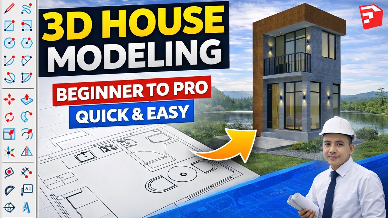 3&times;4m Budget House 3D Modeling in SketchUp | Beginner to Pro | Quick & Easy Part 1