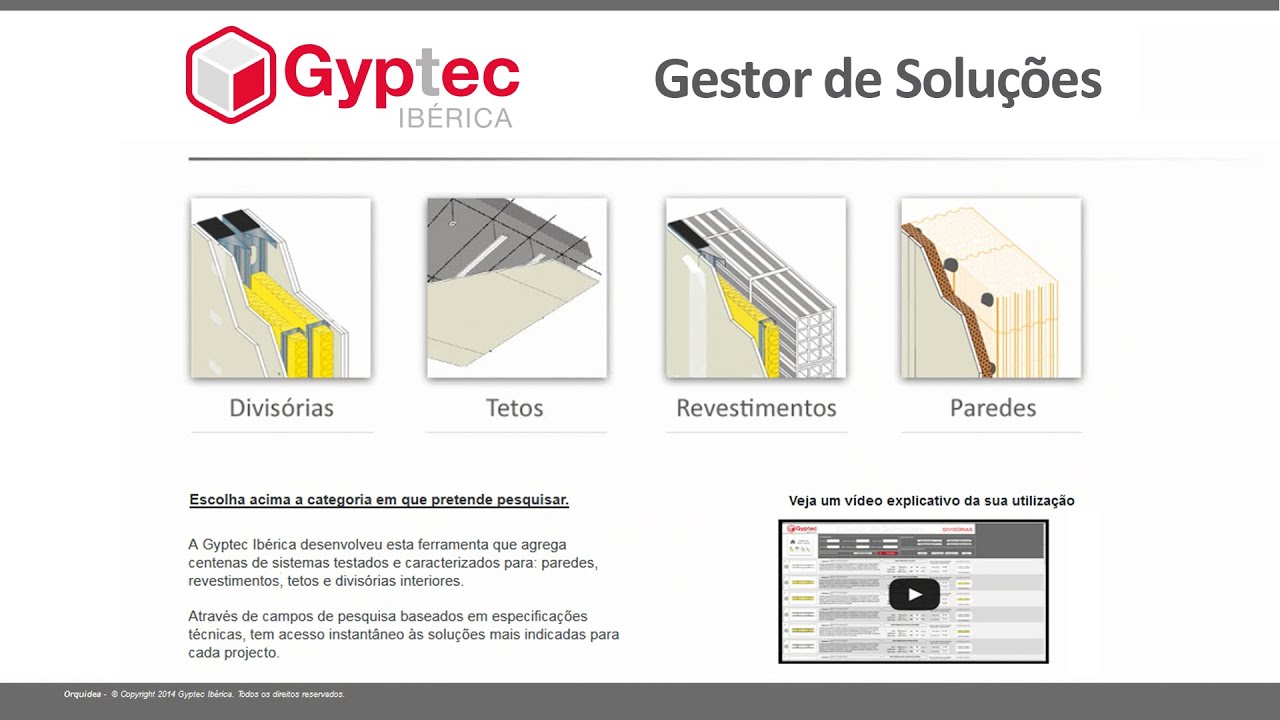 Gestor Soluções Gyptec - Tutorial: Pesquisa de Soluções em Placas de Gesso
