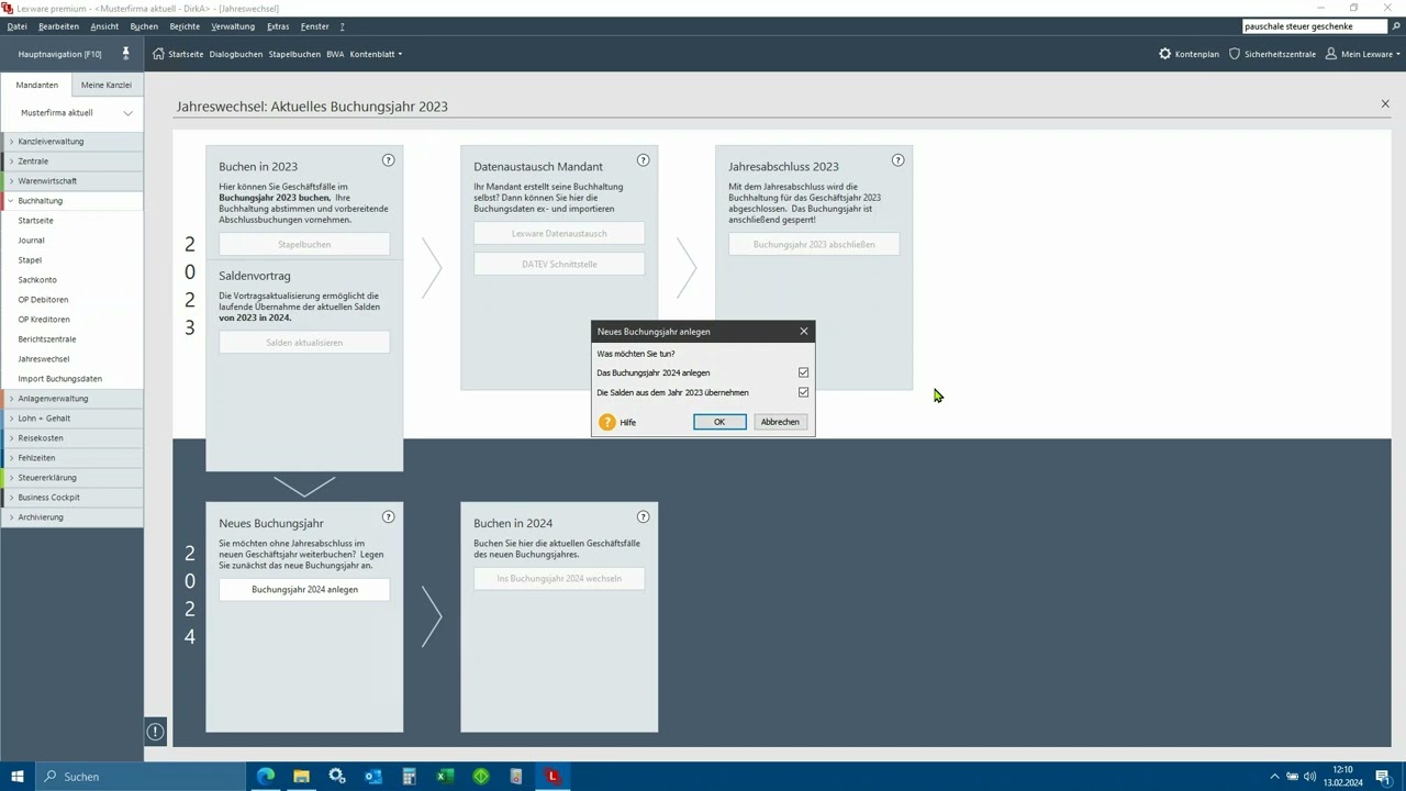 neues Buchungsjahr anlegen in Lexware buchhaltung basis, plus pro und premium