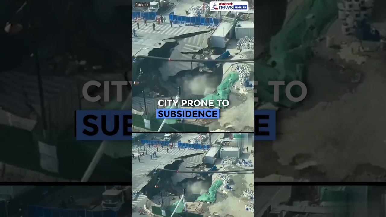 Shanghai Road Suddenly Collapses | Massive Sinkhole Caught on CCTV