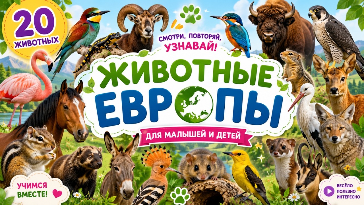 Животные Европы 🐾 Развивающее видео для малышей и детей