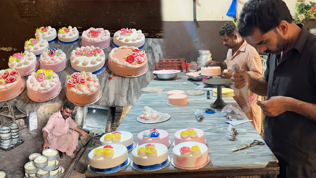 How To Make Birthday Cake in Commercial Style | Birthday Cake Making Process in the Bakery