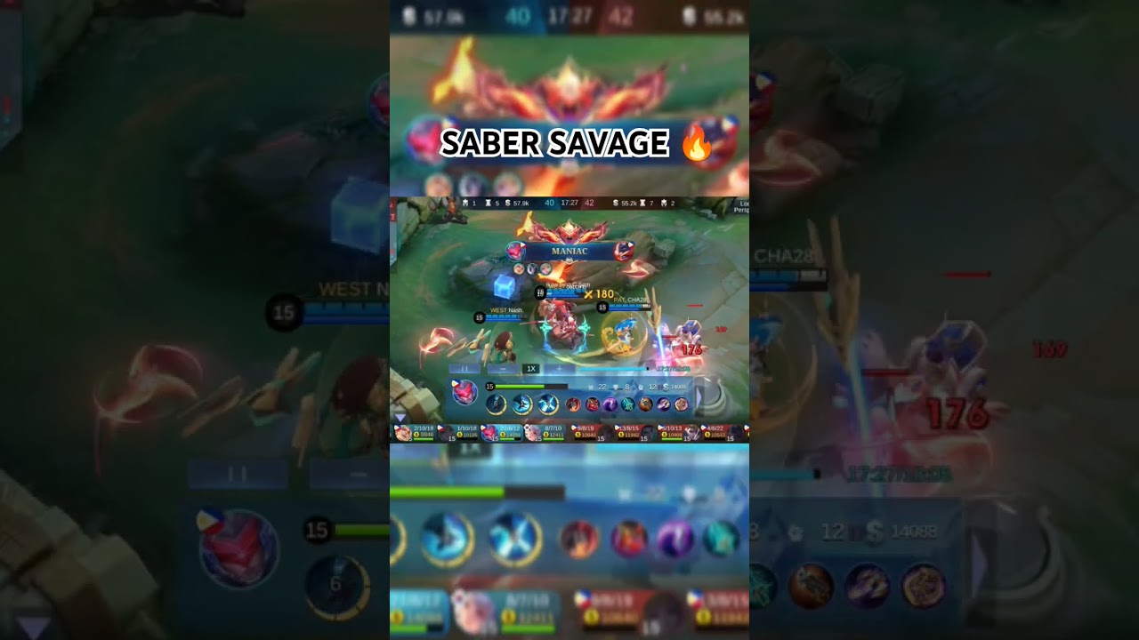 Saber Savage gameplay MLBB! 🔥🔥🔥 #savage #mpl #mobilelegends #magicchess #mlbb