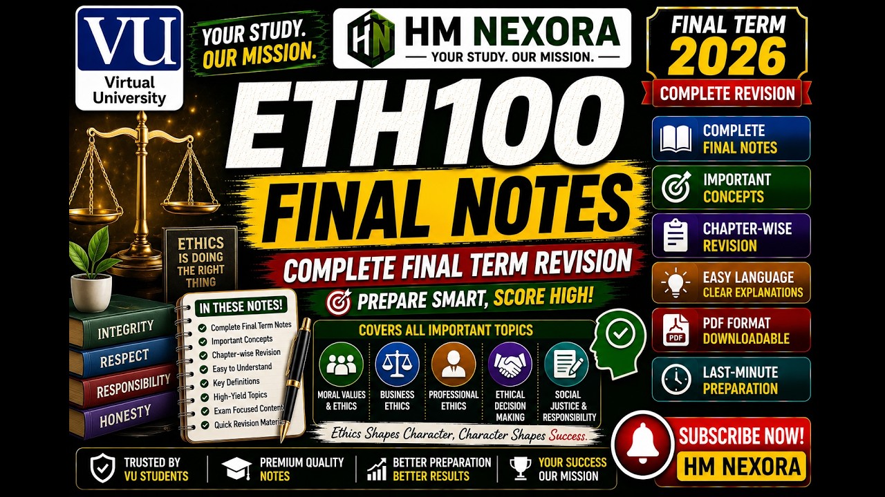 ETH100 Final Notes | Complete Final Term Revision 2026 | Virtual University | HM Nexora