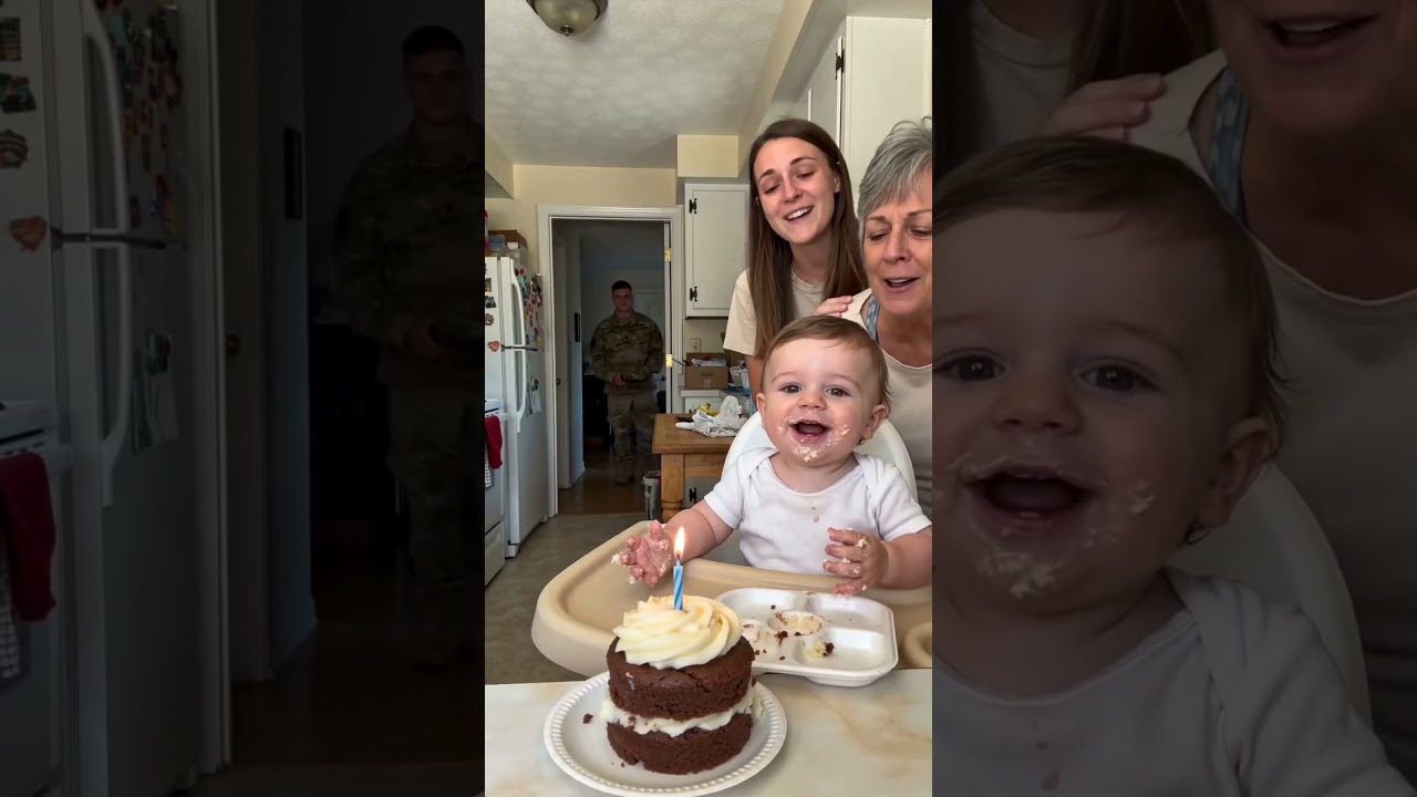 The reaction when the soldier dad walked in... 😭 #surprise #love #soldier