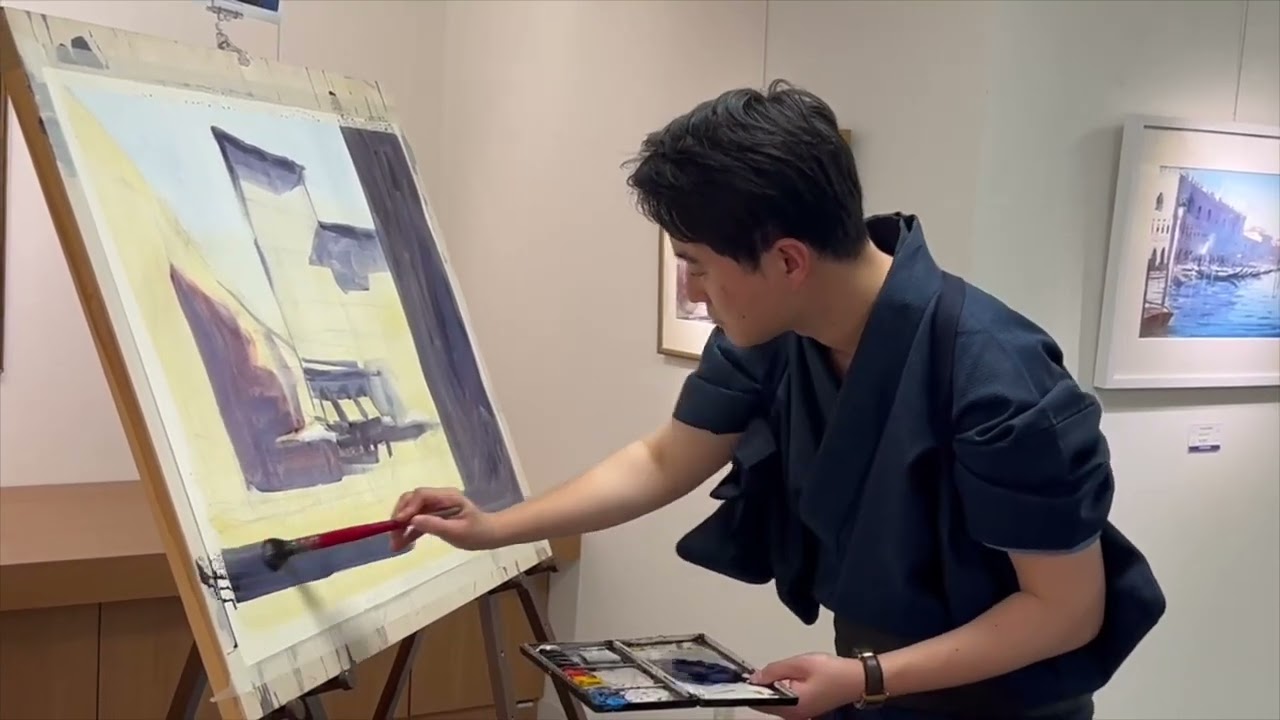 矢野元晴 水彩画展【松坂屋上野店】ライブペインティングDAY1(25/1/29)