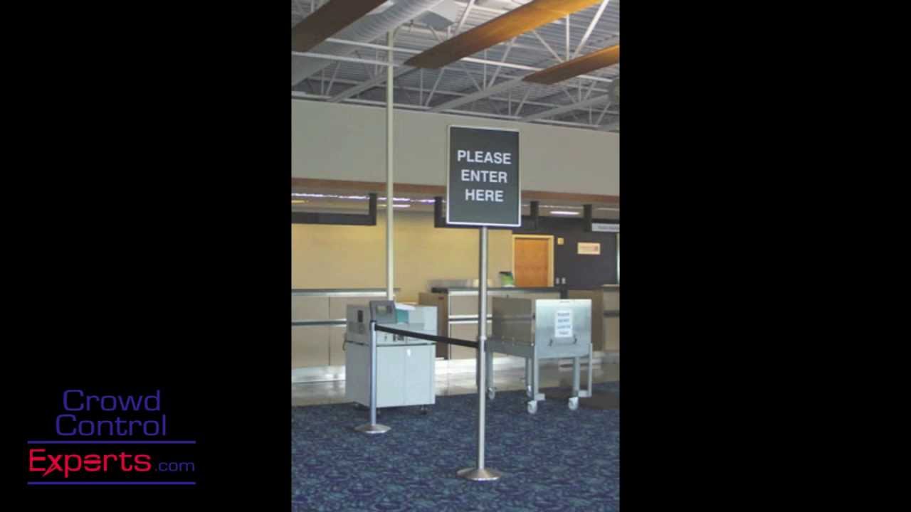 6 Ft High Retractable Belt Stanchion with Sign