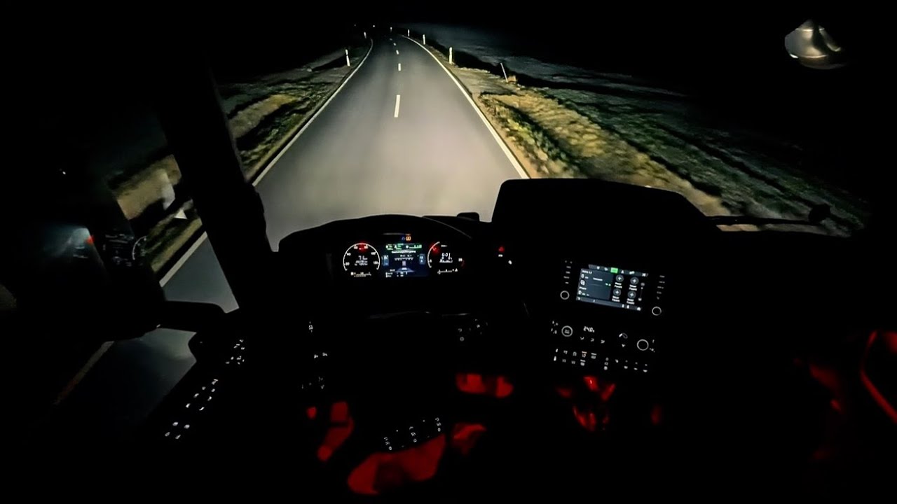 Night Truck Driving | 30 Minutes of Pure Engine Sound | POV | ASMR 