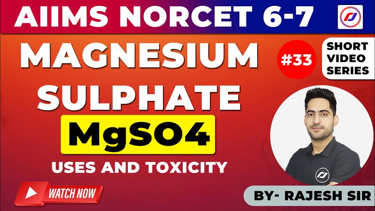 MAGNESIUM SULPHATE | MgSO4 | Preeclampsia | Eclampsia| Uses and toxicity | Special Mcq