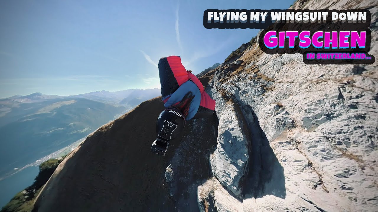 Flying my Wingsuit down GITSCHEN in Switzerland.