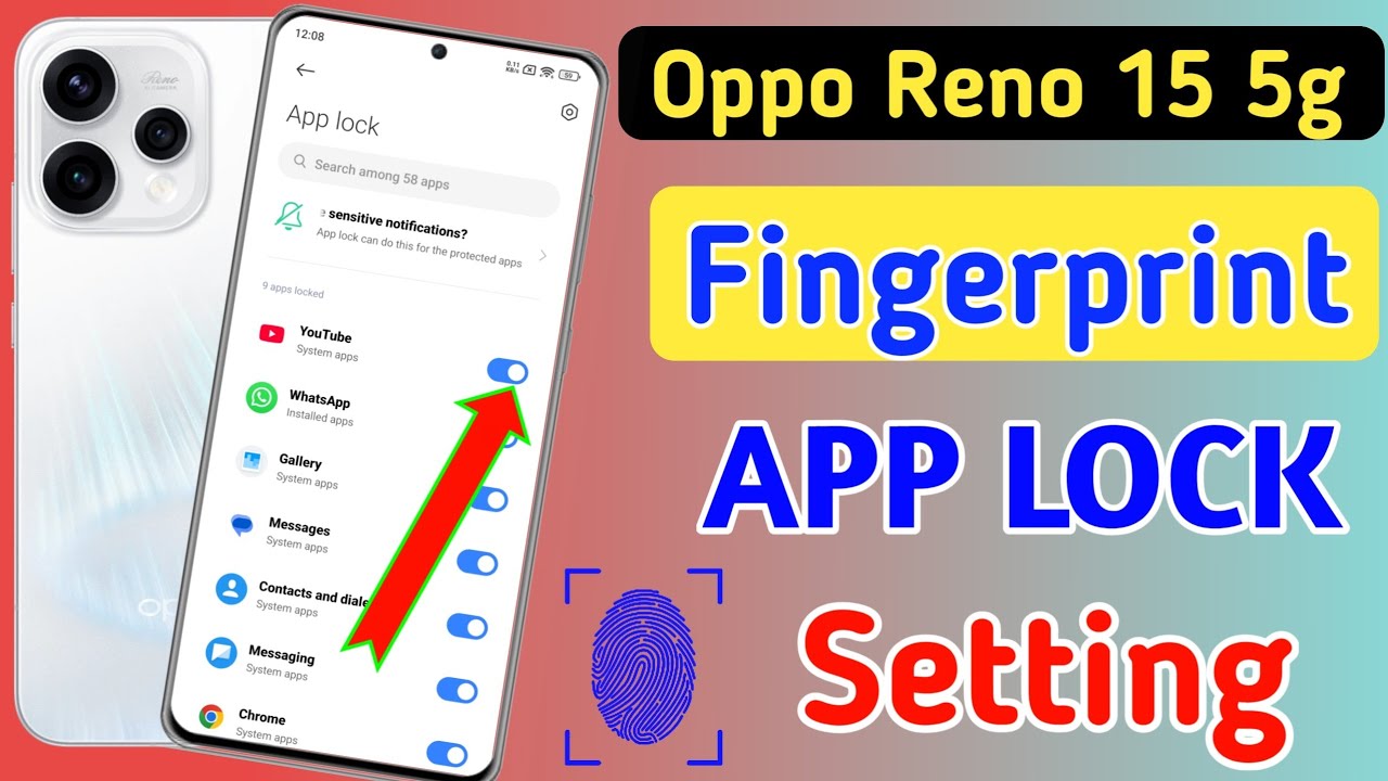Oppo Reno 15 5g fingerprint app lock ,Oppo Reno 15 5g app lock setting/app lock fingerprint setting
