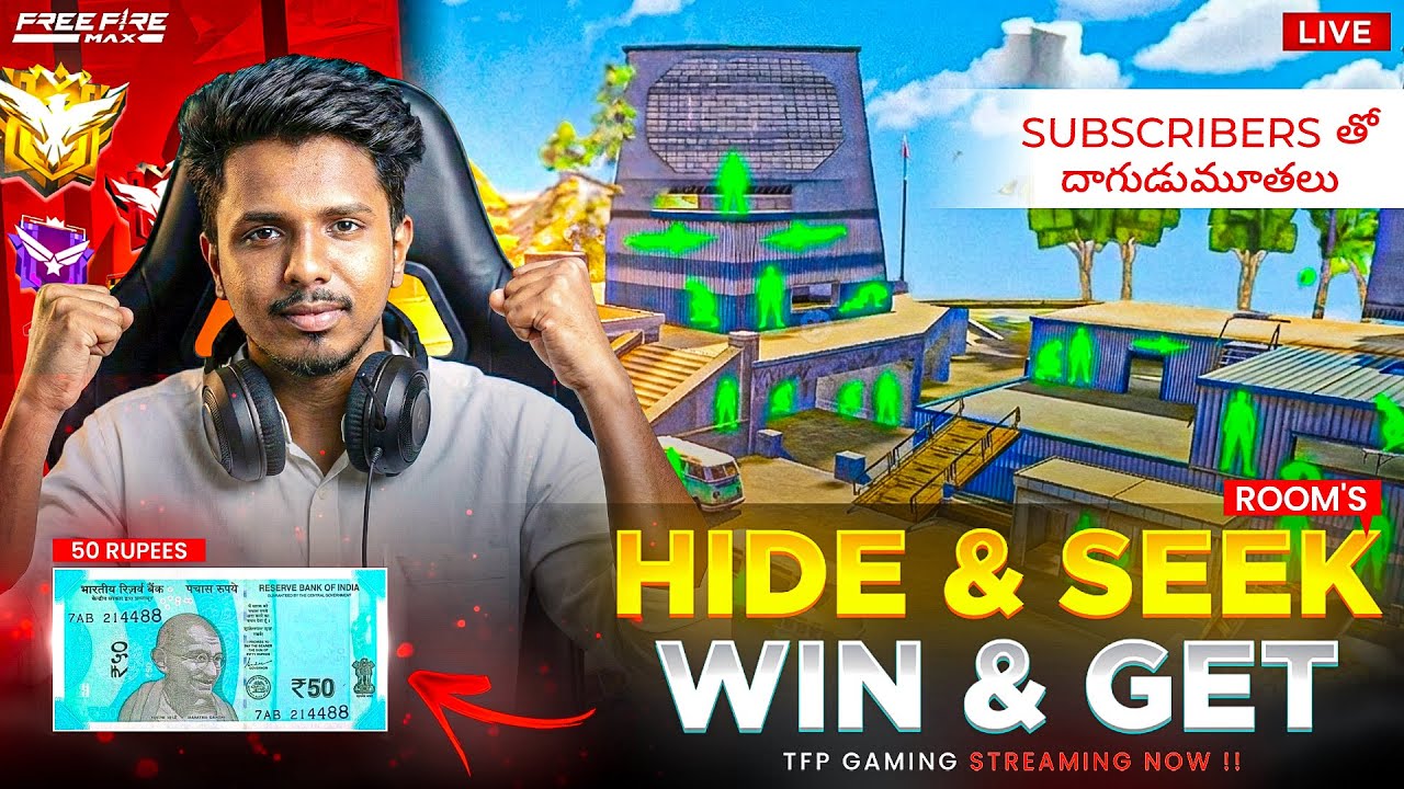 HIDE AND SEEK WITH SUBS  |FF LIVE TELUGU | TFPGAMING IS LIVE #freefire #tfpgaming
