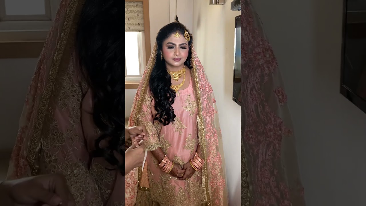 Muslim bridal hairstyle open soft curls front twisting 