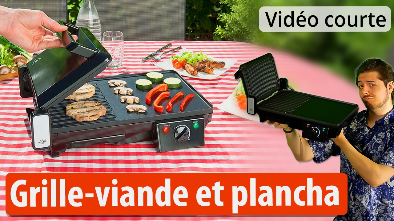Grille-viande & plancha électrique de table 2 en 1, 2000 W Rosenstein & Söhne [PEARLTV.FR]