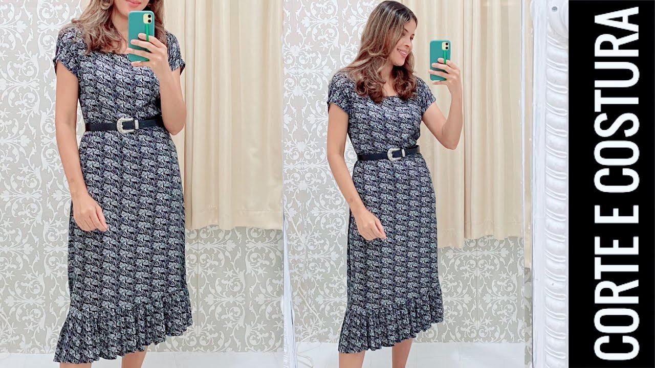 Costure vestido soltinho com babados  só com costura reta | DIY