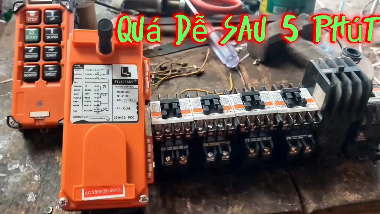 Cách đấu dây cẩu trục bằng điều khiển không dây #điện vlog #hướng dẫn nhanh romote cẩu trục