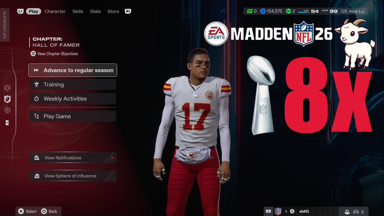 CFB26RTG to Madden26Superstar EP20 | KC Chiefs QB Year 17 | Super Bowl LXXVI vs. Commanders (8-PEAT)