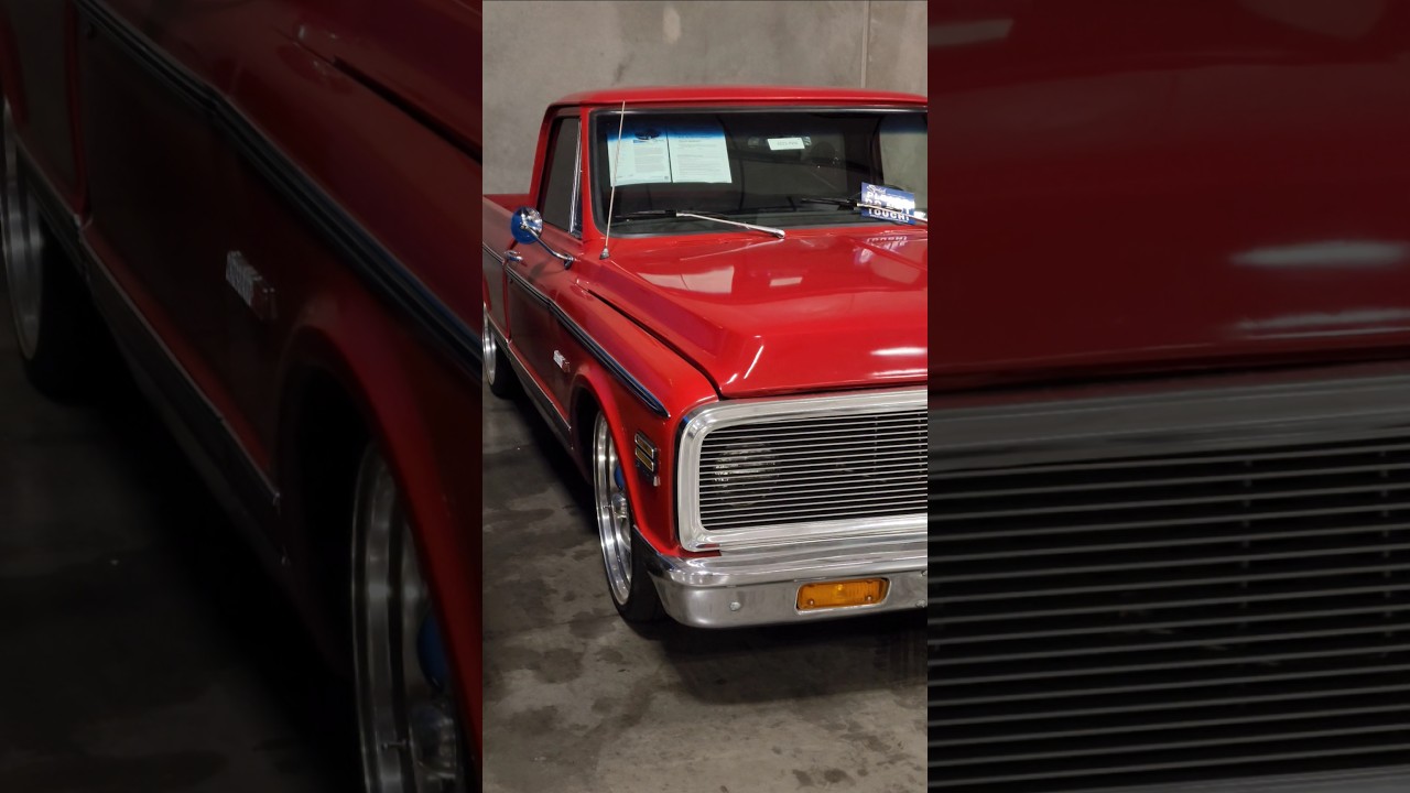 custom c10 Chevrolet Cheyenne pickup truck with lights hidden behind the grill