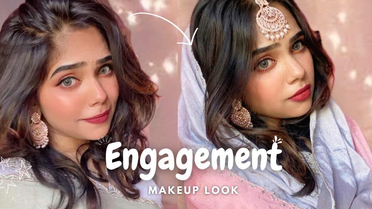 Minimal and Simple “Self Engagement Makeup And Hairstyles”..!!💄💍💌✨ #selfmakeuptutorial #trending